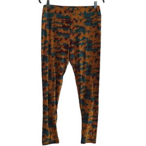 LuLaRoe  Green & Orange Pajama Lounge Pants Blue w Foxes Size Tall & Curvy